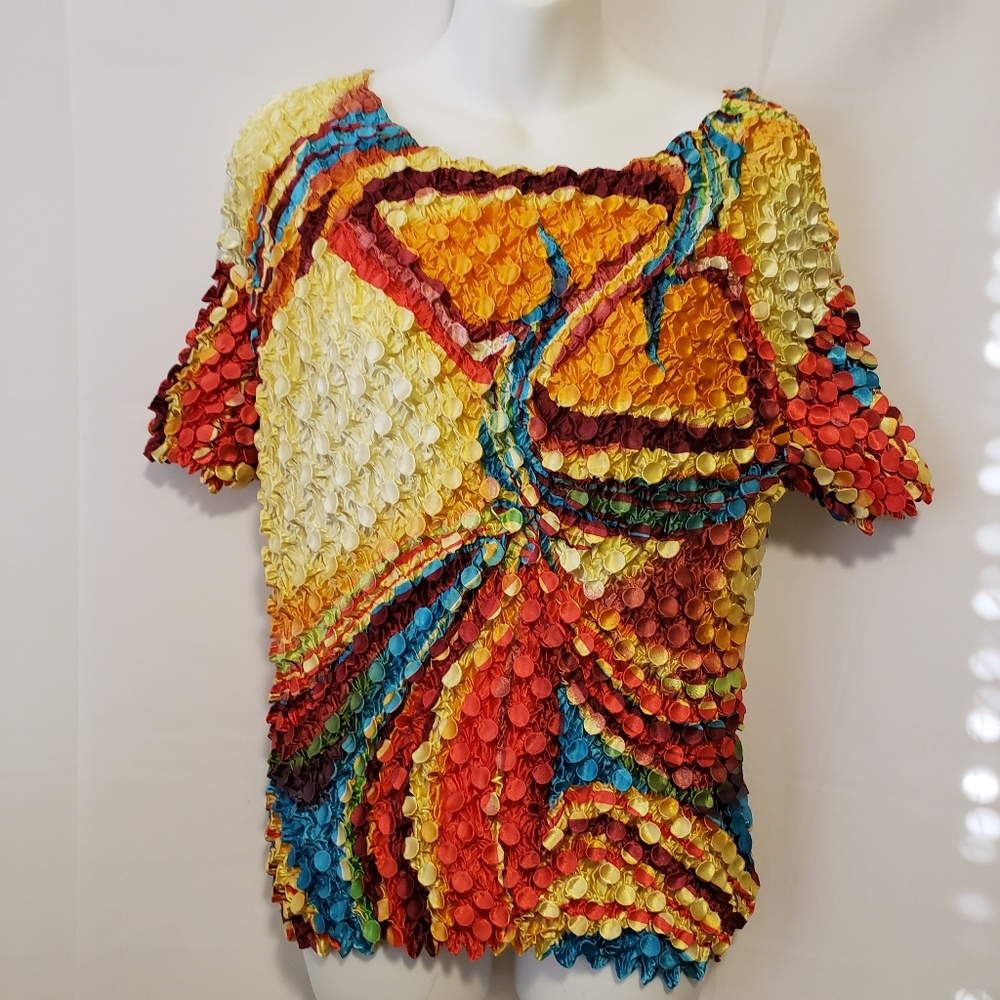 Multi‎ Color Stretch Button-like Blouse